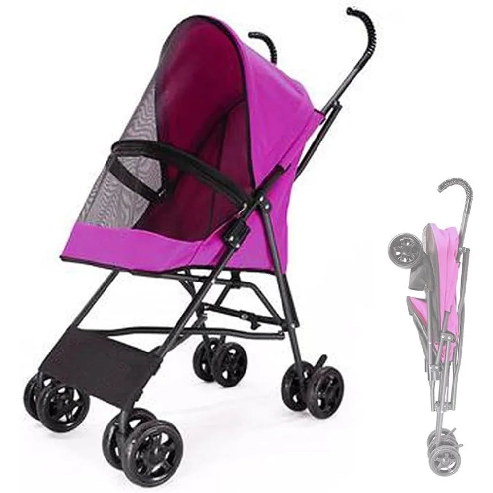 Pet Stroller for Cats Puppies and Kittens Breathable Travel Carrier Umbrella Structure for Small Dogs - Joanie B 25