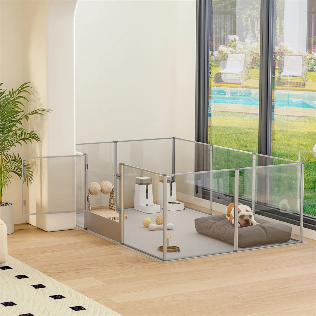 180cm Clear Acrylic Whelping Dog Playpen Waterproof Pad