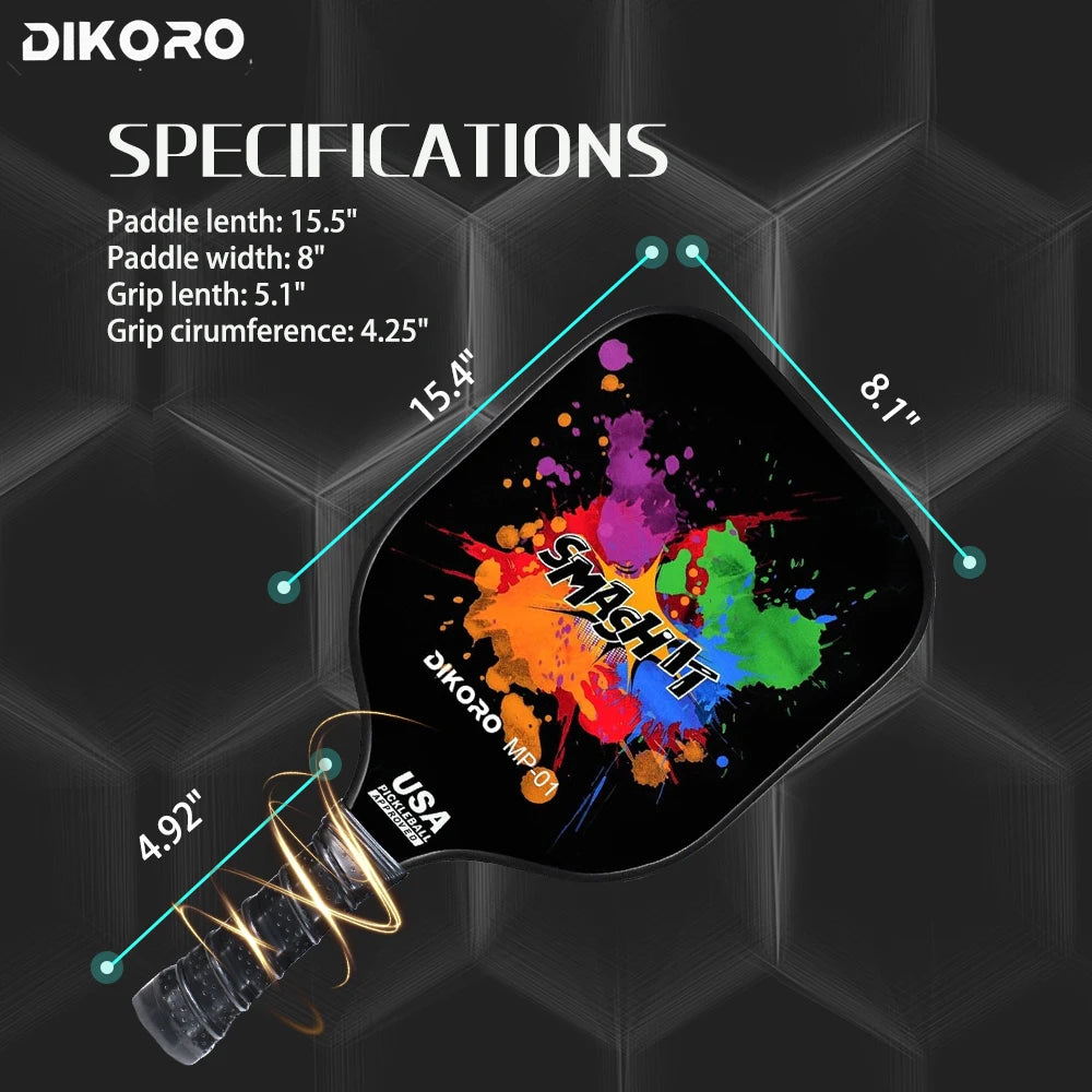 DIKORO Pickleball Paddle Graphite Textured Surface USAPA Compliant Includes 4 Balls Fiberglass Face Lightweight Pickleball Set - Joanie B 25