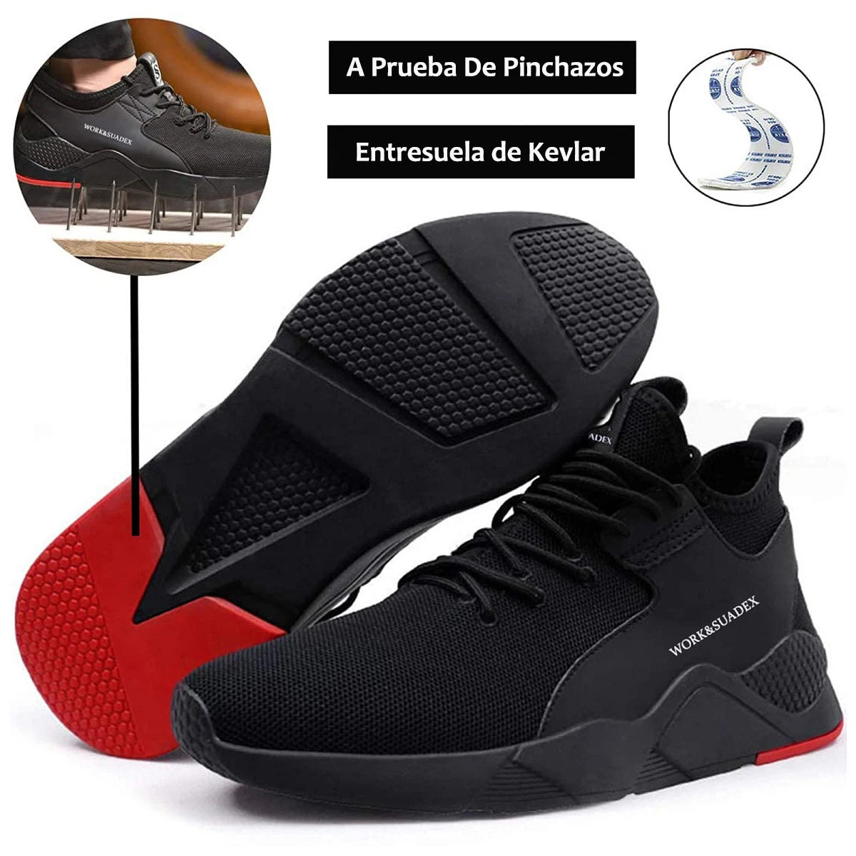 SUADEX Men Work Safety Shoes Steel Toe Cap Anti-Smashing Puncture Proof Construction Work Boots Non Slip Breathable Work Shoes - Joanie B 25