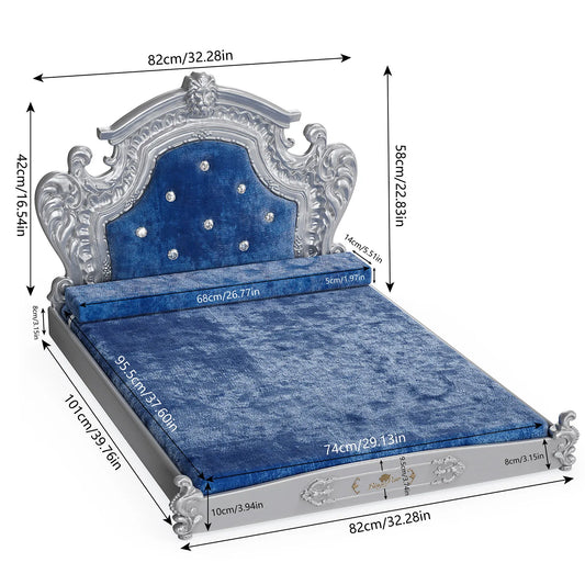 Bingopaw Luxury Pet Bed with Headboard Dutch Velvet Dog and Cat Bed European Style Noble Pet Bed - Joanie B 25