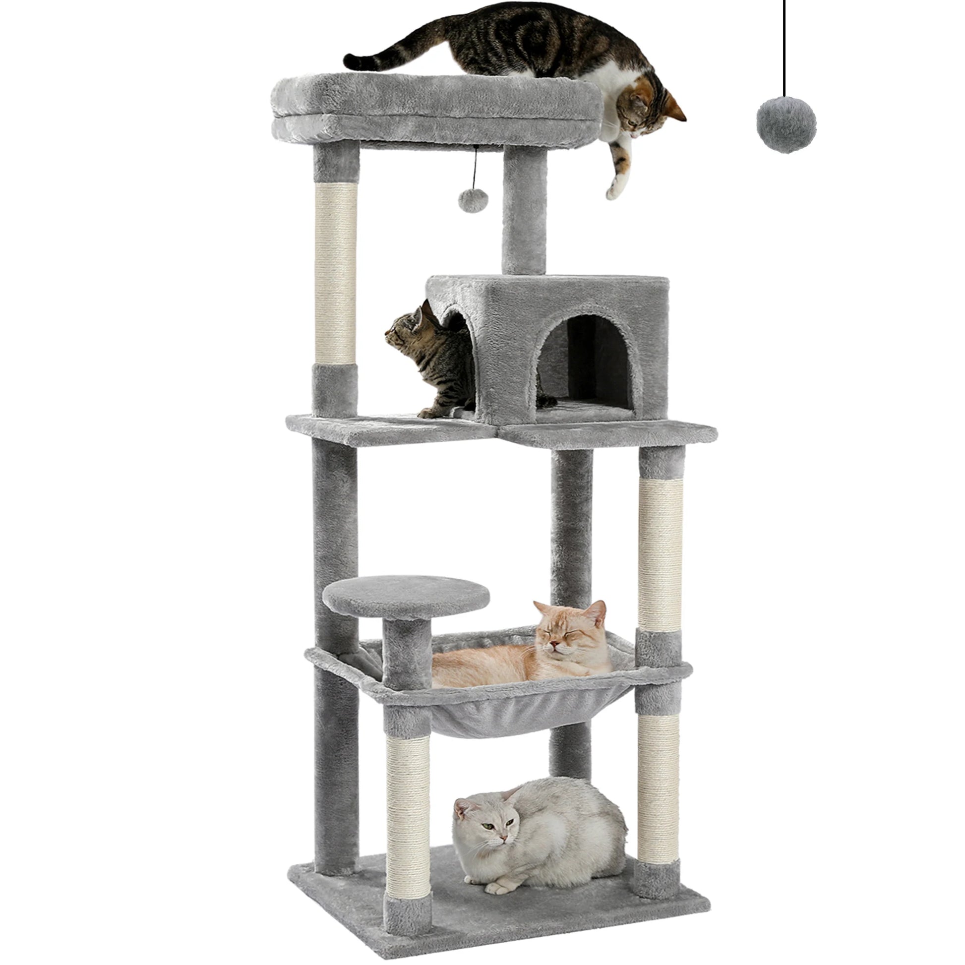 Multi Level Cat Tree with Scratching Posts Cozy Hammock Plush Cat Tower for Indoor Cat Condo Bed and Accessories - Joanie B 25