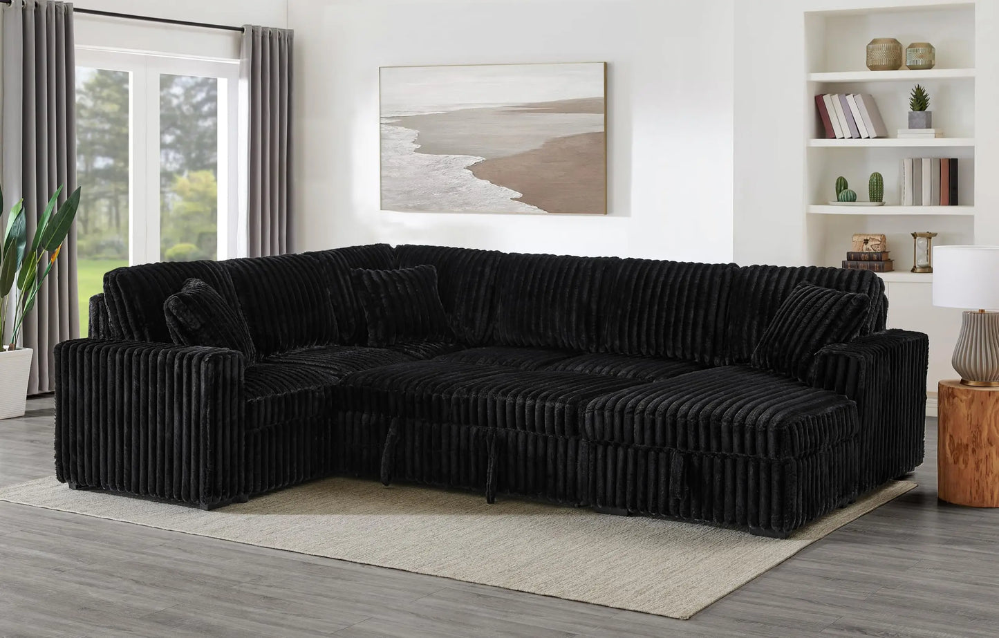 Todrani 122 Inch U Shaped Sleeper Sofa With Storage Chaise And USB Ports