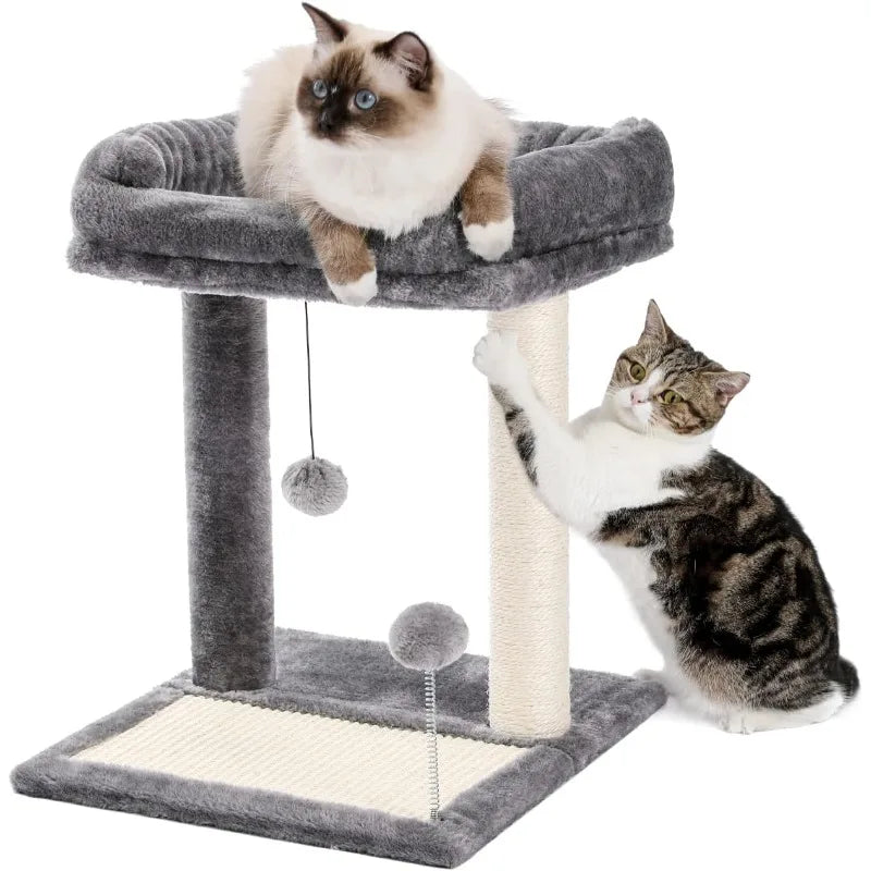 Road Cat Scratching Post Bed Small Cat Tree Tower with Cat Scratcher Pad Large Top Removable Bed and Play Ball - Joanie B 25