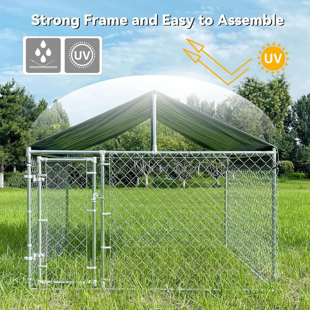 Extra Large Outdoor Dog Kennel Anti-Rust Kennel with Roof - Joanie B 25
