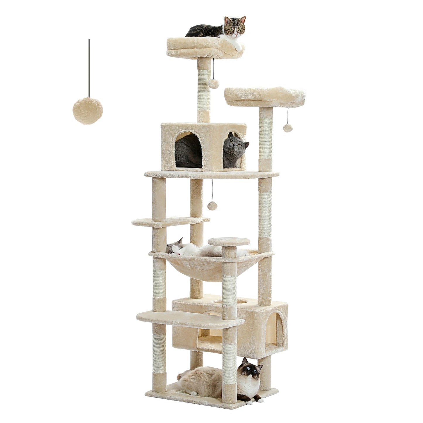 Large Indoor Cat Tree Tower With Sisal Scratching Posts Hammock Perches
