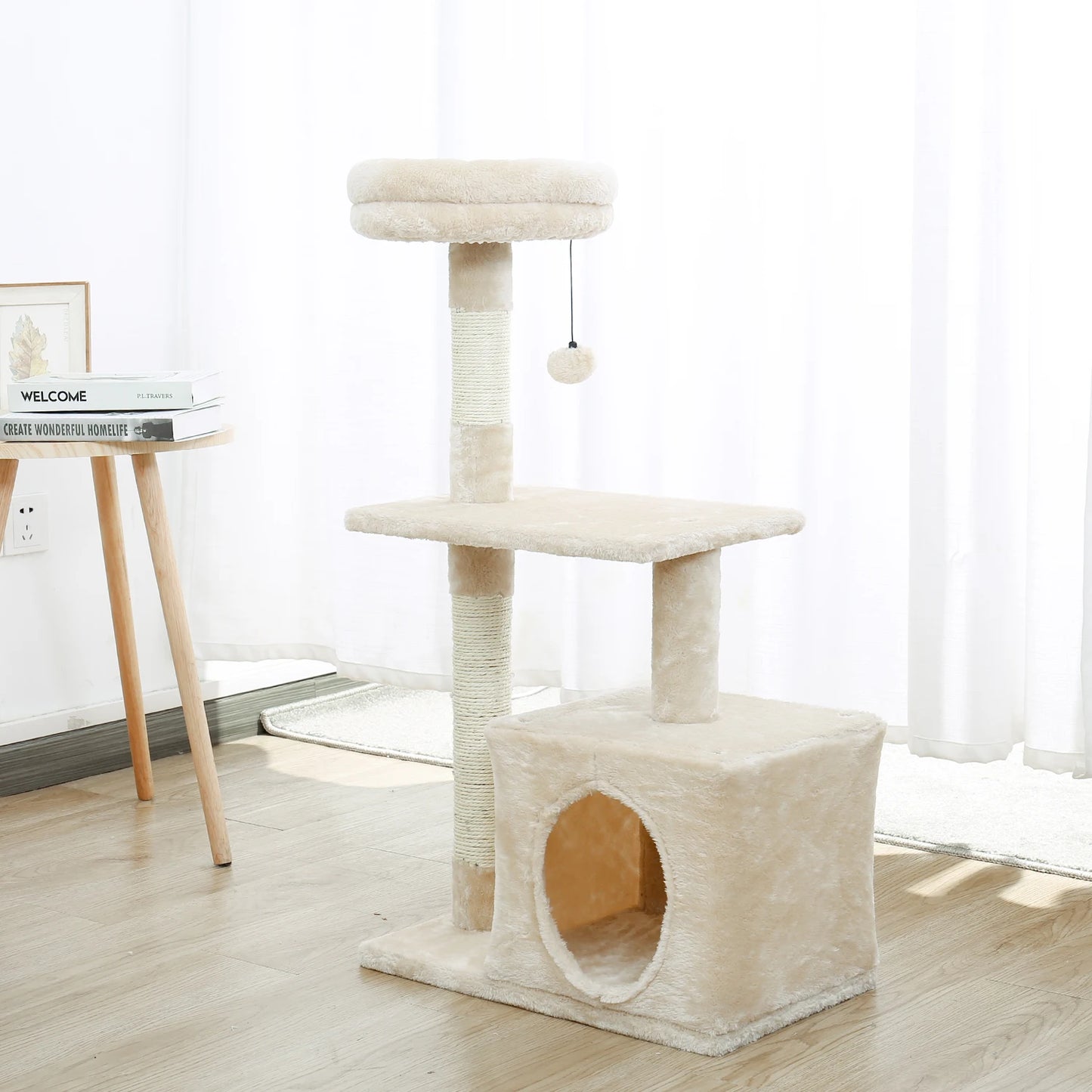 Small Cat Tree with Sisal Scratching Posts Top Perch Cozy Condo and Cat Tower for Indoor Cats Cat Accessories and Scraper - Joanie B 25