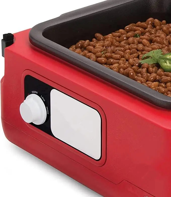 6 quart multi-purpose travel slow cooker, programmable self-insulation kitchen appliances, easy to carry, red