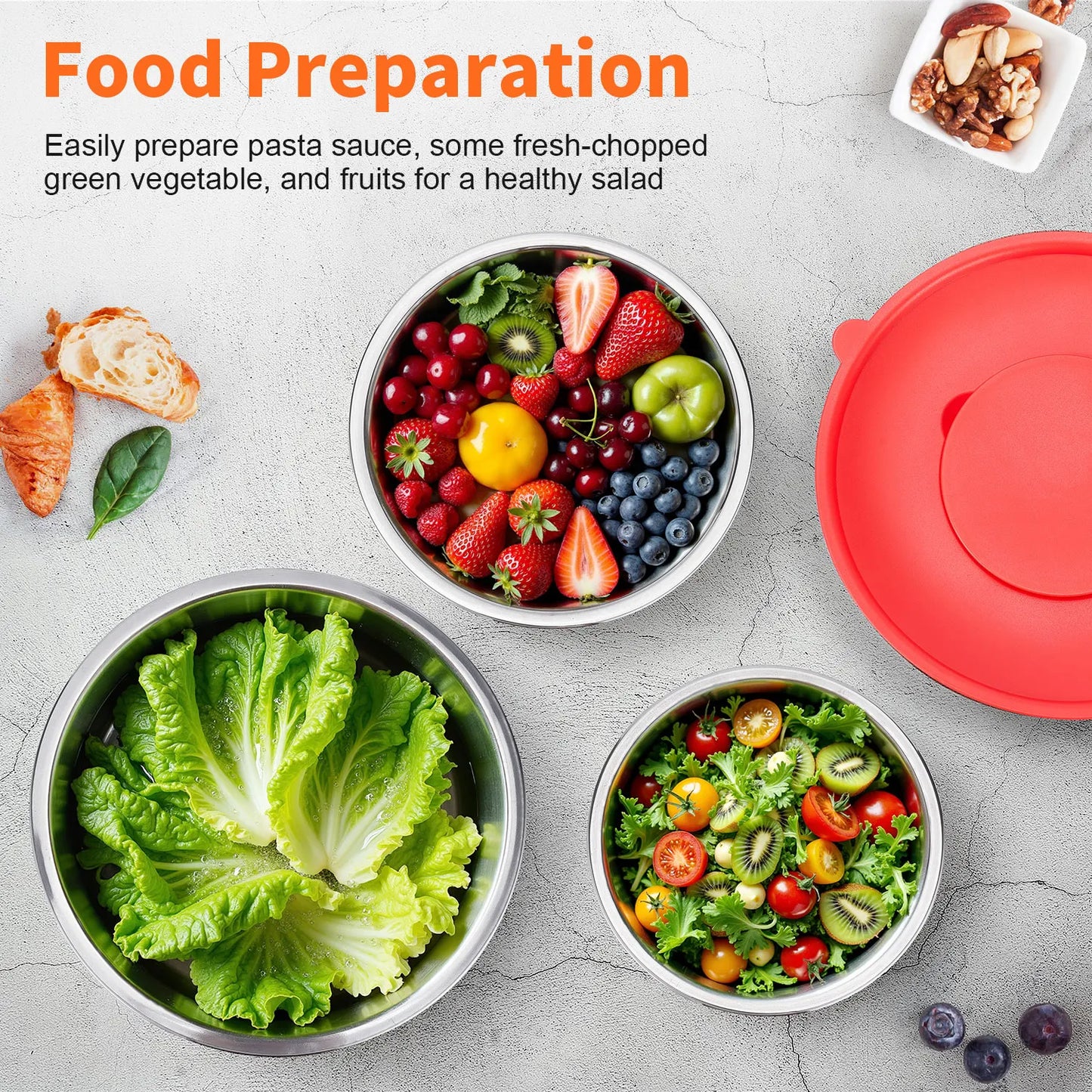 29-Piece Stainless Steel Mixing Bowl Set Non-Slip Kitchen Essentials