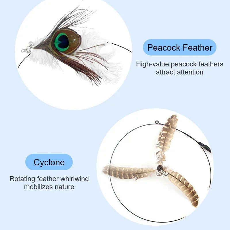 Pet Head Rod Wire Toys for Cats Funny Interactive Cat Accessories Stick with Replaceable Bell Fish Fishing Feather Teaser - Joanie B 25