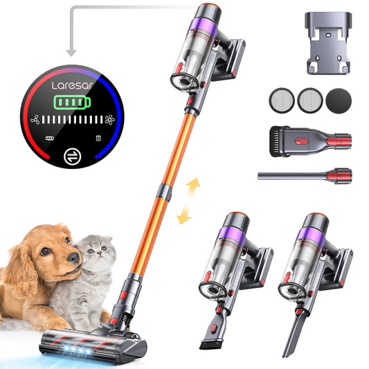 Laresar Elite 8 Cordless Vacuum Cleaner Handheld Home Appliance 450W Powerful Smart Home Touch Screen 55 Minutes Detachable Battery - Joanie B 25