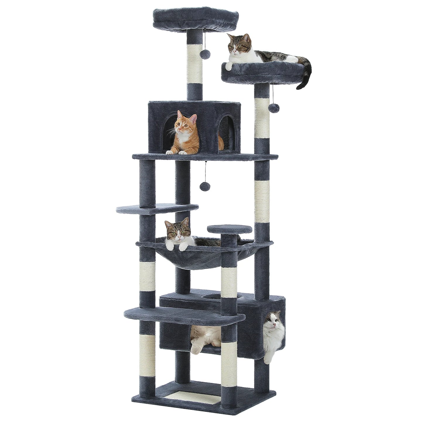 Large Indoor Cat Tree Tower With Sisal Scratching Posts Hammock Perches