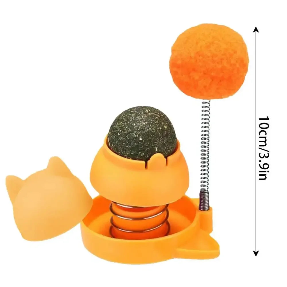 Rotatable Catnip Ball Toy with Spring Ball Edible Healthy Lickable Catnip Stickers and Bubbles for Cats - Joanie B 25