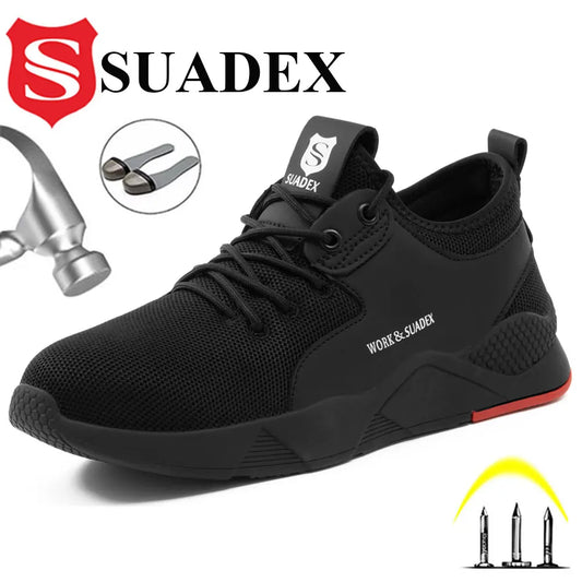 SUADEX Men Work Safety Shoes Steel Toe Cap Anti-Smashing Puncture Proof Construction Work Boots Non Slip Breathable Work Shoes - Joanie B 25