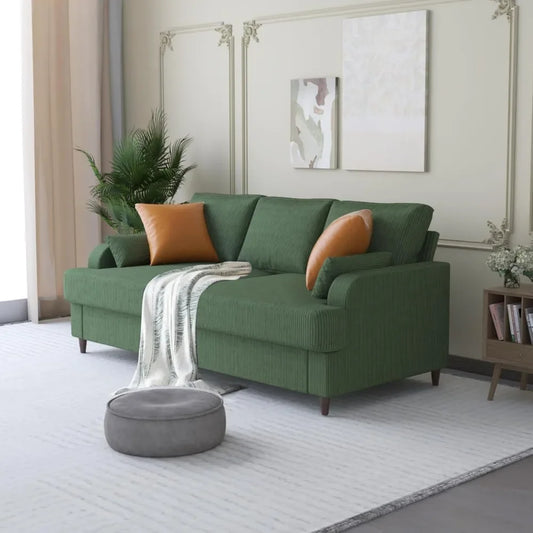 Corduroy Sofa For Living Room 3 Seater With Deep Seat And Armrests