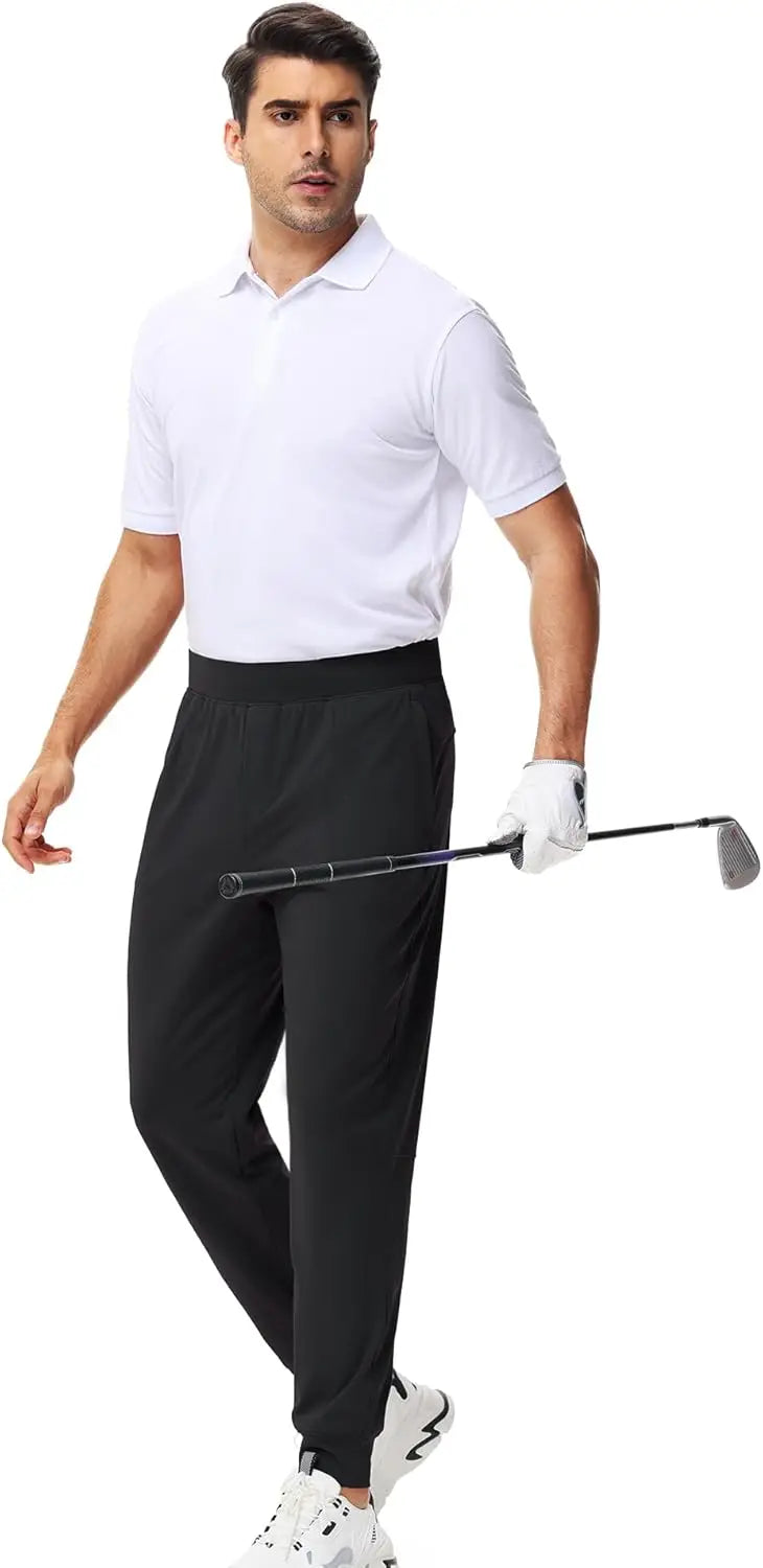 Urbest Men's Stretch Golf Pants with Zipper Pockets Slim Fit Athletic Sweatpants for Men Workout Travel Running - Joanie B 25
