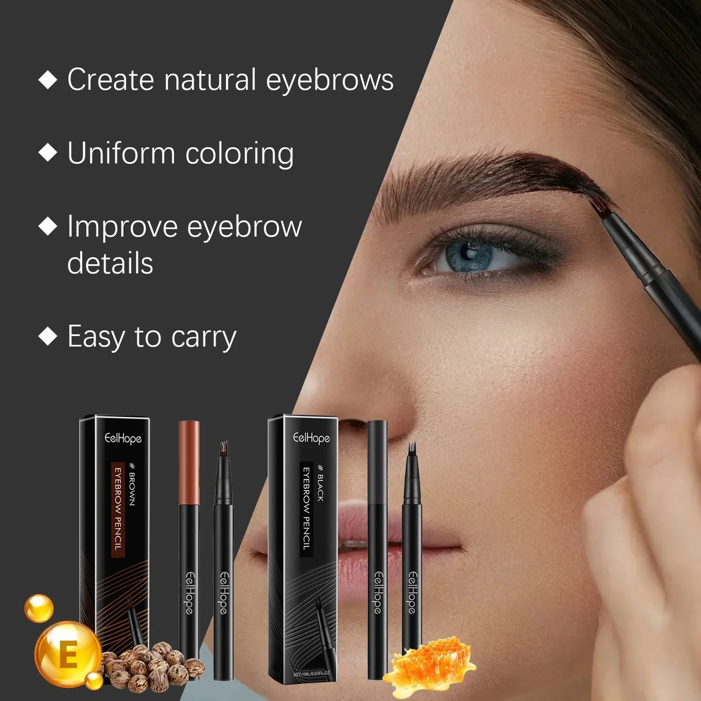 4 Forks Waterproof Eyebrow Pencil Long Lasting Natural Black Dark Brown Women Eyes Cosmetics Liquid Eye Brows Pen Beauty Makeup - Joanie B 25