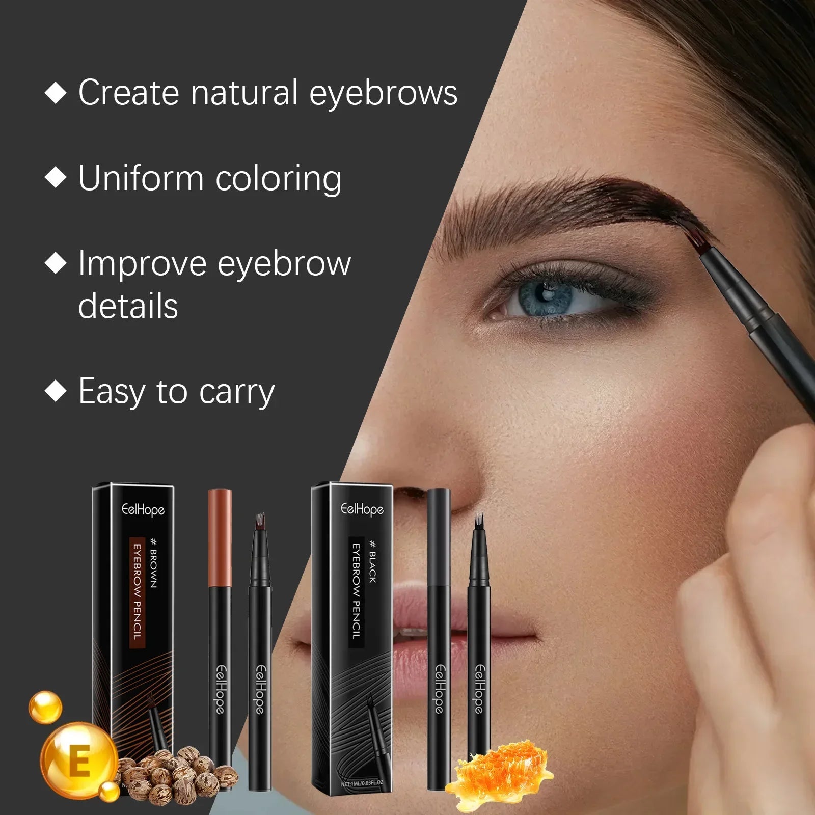 4 Forks Waterproof Eyebrow Pencil Long Lasting Natural Black Dark Brown Women Eyes Cosmetics Liquid Eye Brows Pen Beauty Makeup - Joanie B 25