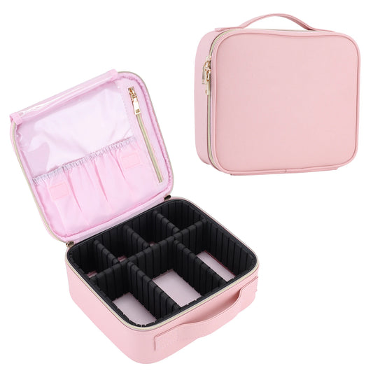 Professional Waterproof Makeup Bag with Adjustable Dividers and Travel Cosmetic Organizer for Brushes and Manicure Supplies - Joanie B 25