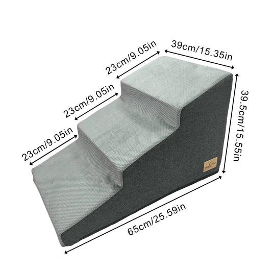 3/4 Steps High Density Foam Dog Stairs Ramps for High Beds and Sofas Non Slip Pet Steps Sofa Bed Ladder with Washable Cover - Joanie B 25