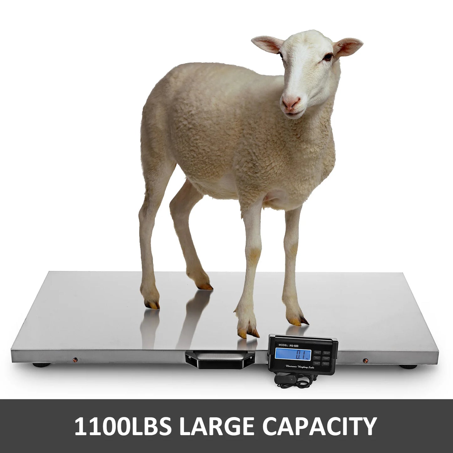 SucceBuy 440/880/1100Lbs Digital Livestock Scale Large Pet Vet Scale Stainless Steel Platform Elect Ronic Postal Shipping Scale