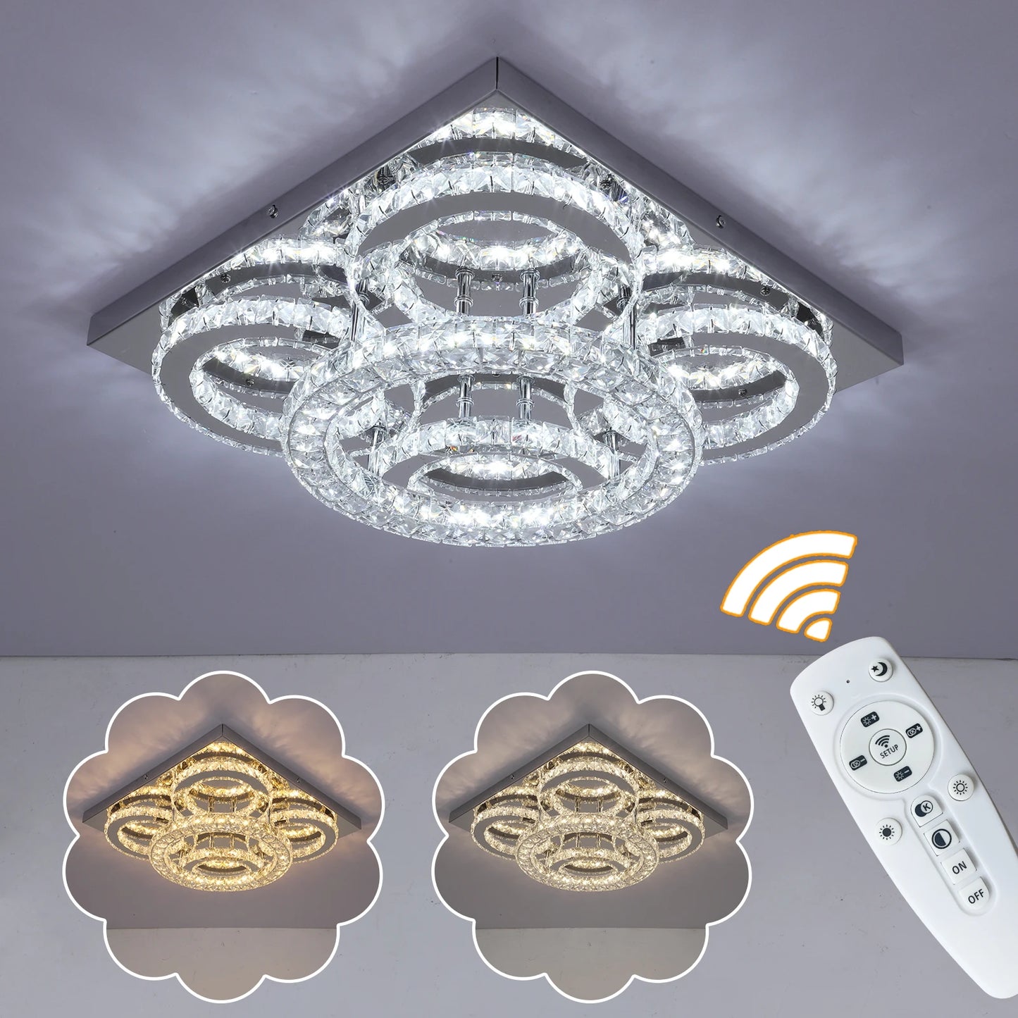 Modern Ceiling Lamp Crystal Led Chandelier Bedroom Living Dining Room Decor Fixture Pendant Light Home Appliance Lustre Dimmable