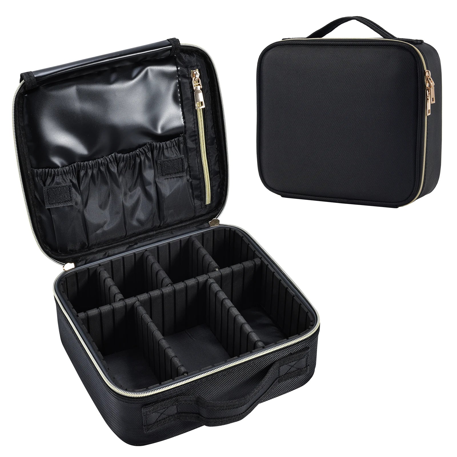 Professional Waterproof Makeup Bag with Adjustable Dividers and Travel Cosmetic Organizer for Brushes and Manicure Supplies - Joanie B 25