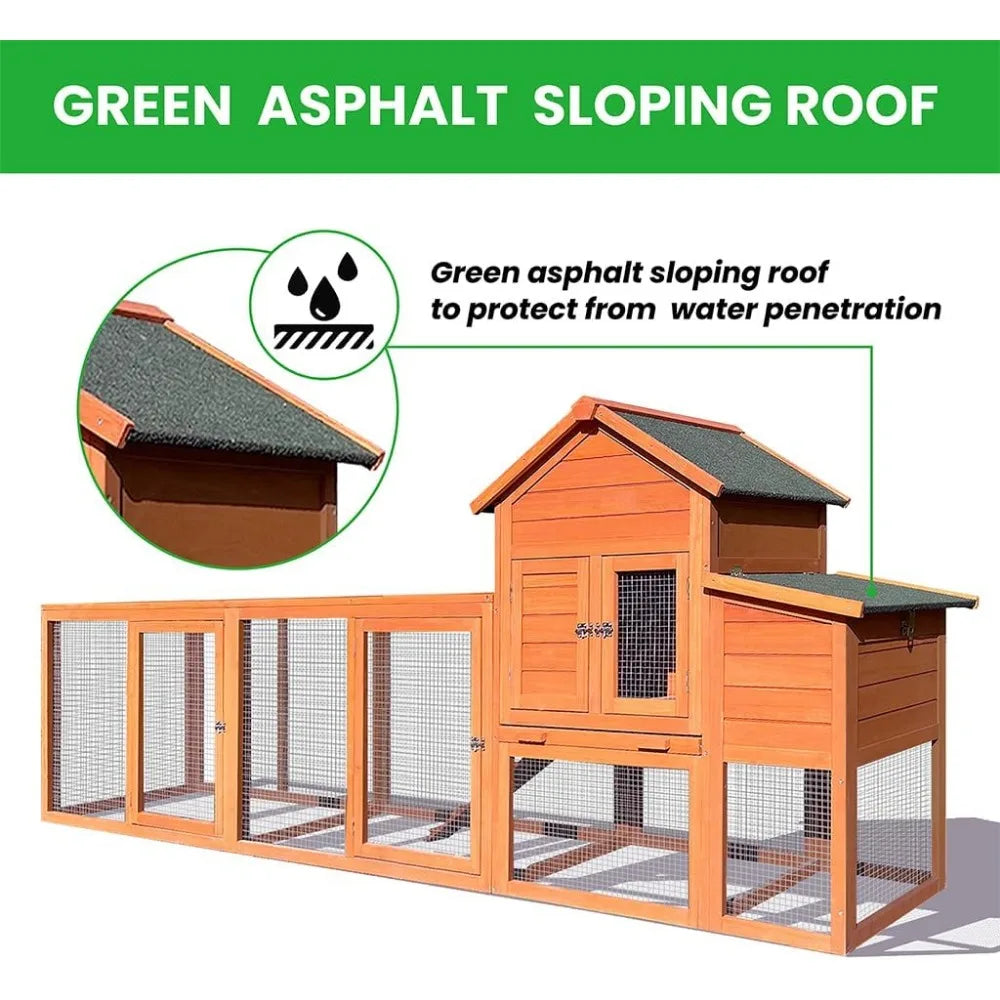 122 Inch Large Wooden Chicken Coop Backyard Hen House Indoor Outdoor Two Story Poultry Cage Garden Pet Hutch - Joanie B 25