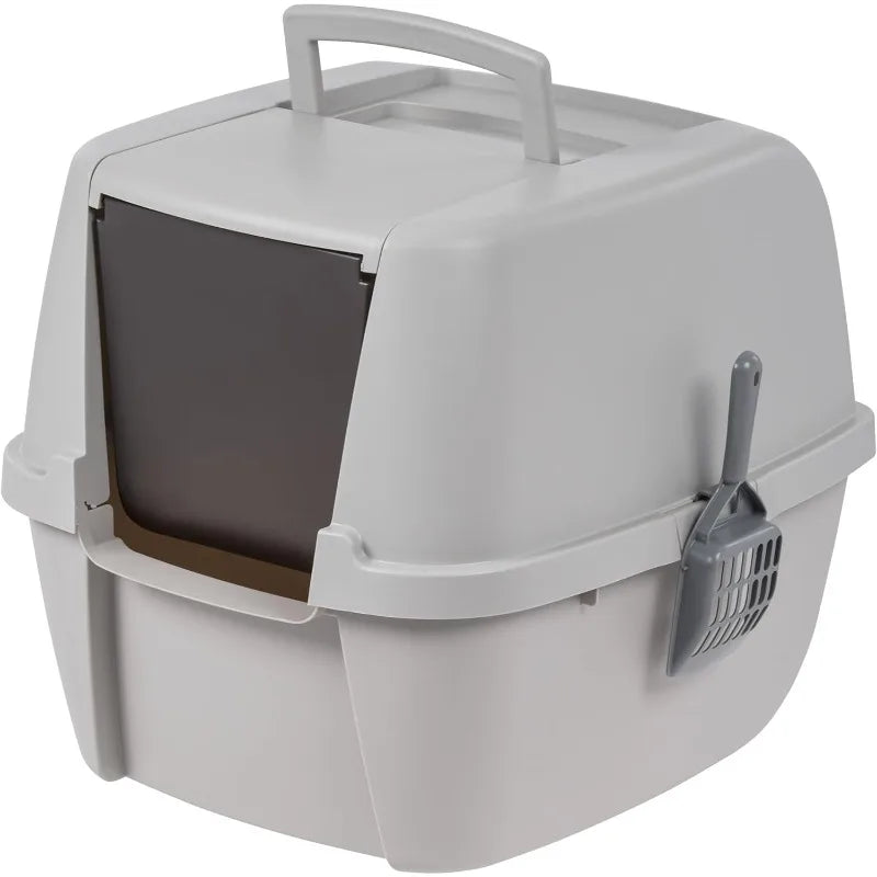 Enclosed Cat Litter Box with Front Door Flap and Scoop Covered Kitty Litter Box with Handle and Buckles - Joanie B 25