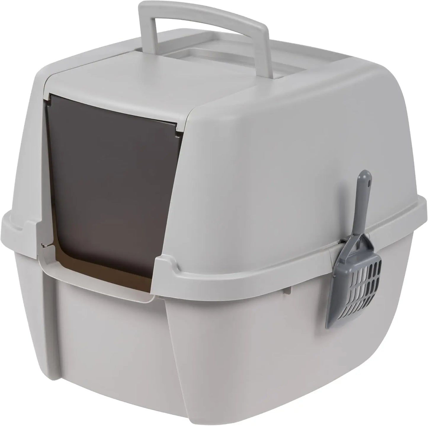 Enclosed Cat Litter Box with Front Door Flap and Scoop Covered Kitty Litter Box with Handle and Buckles - Joanie B 25