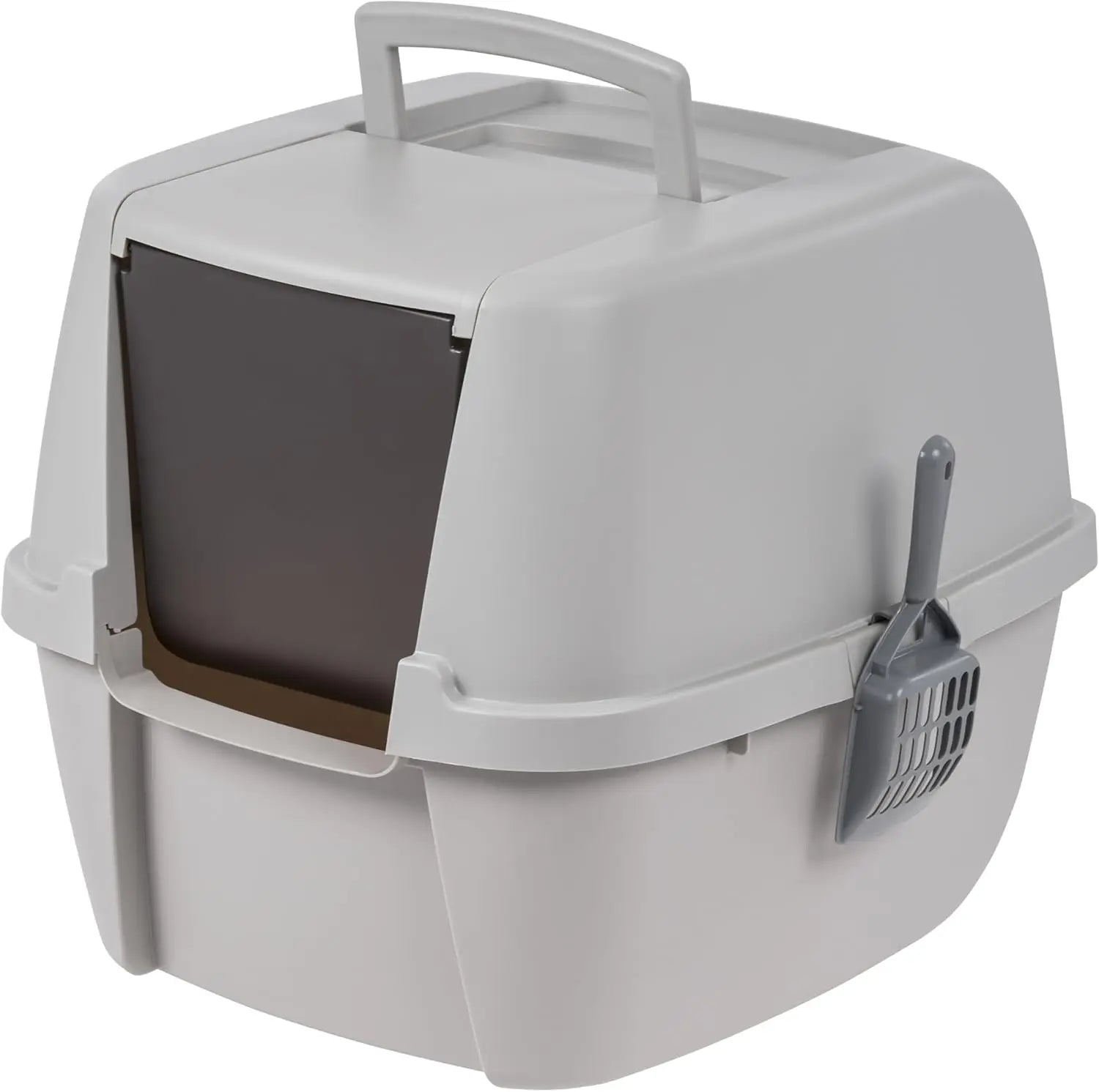 Enclosed Cat Litter Box with Front Door Flap and Scoop Covered Kitty Litter Box with Handle and Buckles - Joanie B 25