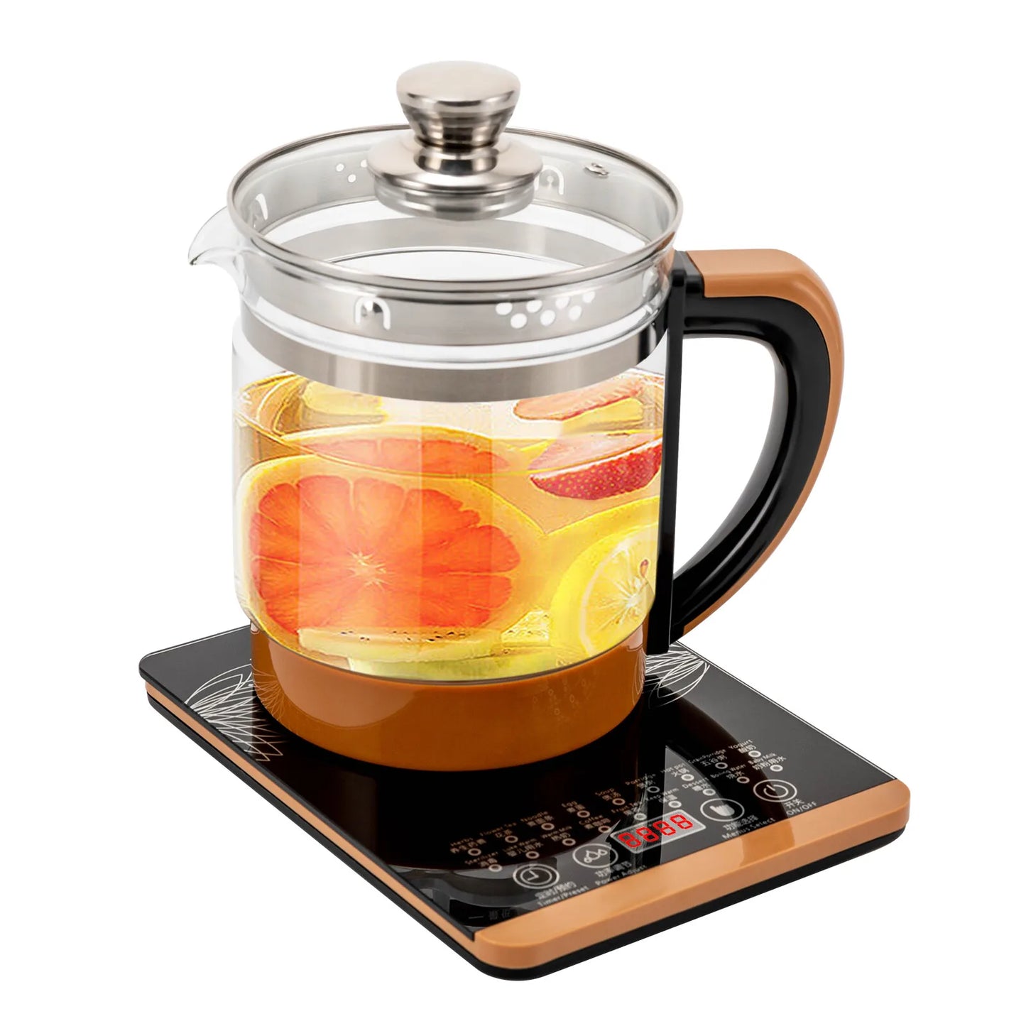 1.8L Electric Glass Kettle With Removable Infuser 18 Modes Keep Warm 800W