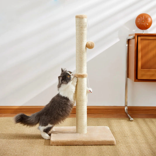 32 Inch Tall Cat Scratching Post for Indoor Cats with Two Hanging Balls and Sisal Rope - Joanie B 25