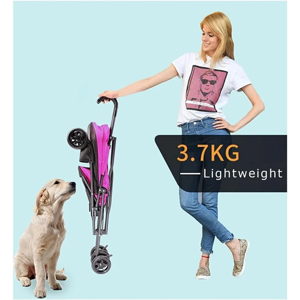 Pet Stroller for Cats Puppies and Kittens Breathable Travel Carrier Umbrella Structure for Small Dogs - Joanie B 25