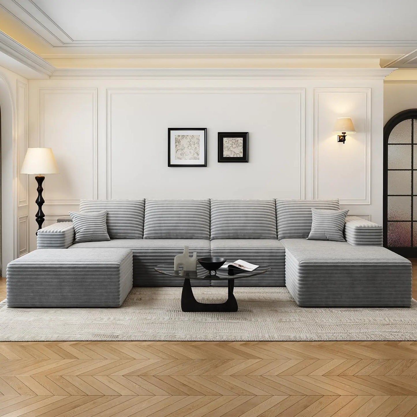 135.4 Inch Cloud Modular Sectional Sofa With L Shape Chaise For Living Room