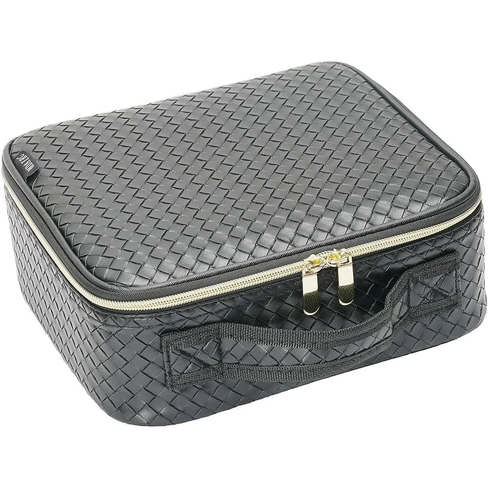 Travel Makeup Train Case Portable Cosmetic Organizer Adjustable Dividers Storage Bag for Brushes Toiletries Jewelry Digital - Joanie B 25