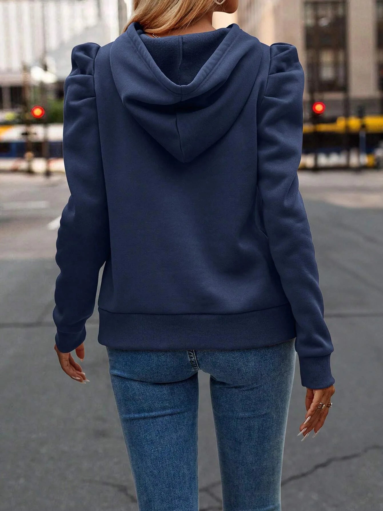 Women Casual Hoodies Long Ruffle Sleeve Solid Lightweight Pullover Tops Loose Sweatshirt with Drawstrings - Joanie B 25