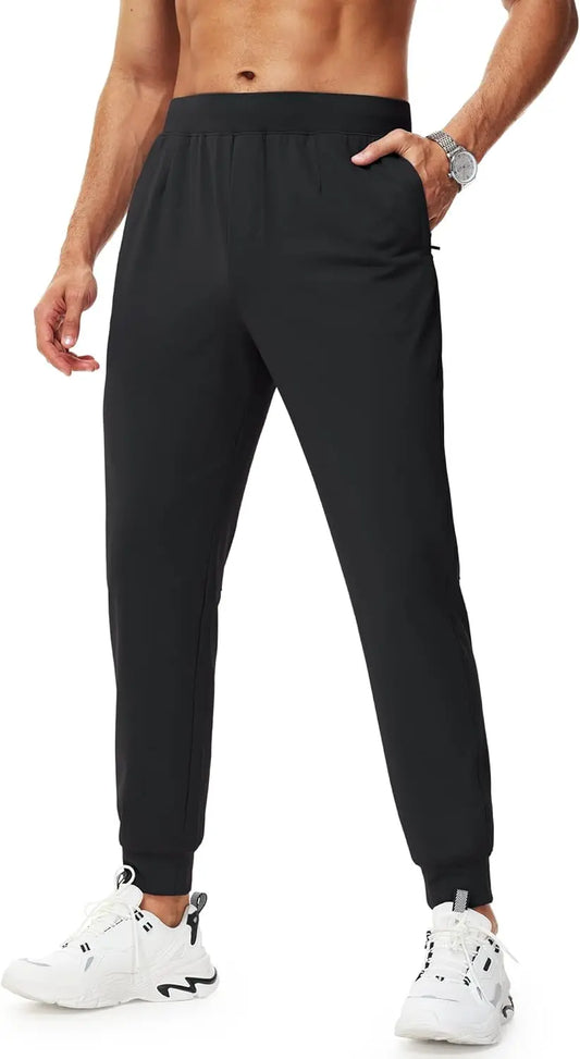 Urbest Men's Stretch Golf Pants with Zipper Pockets Slim Fit Athletic Sweatpants for Men Workout Travel Running - Joanie B 25