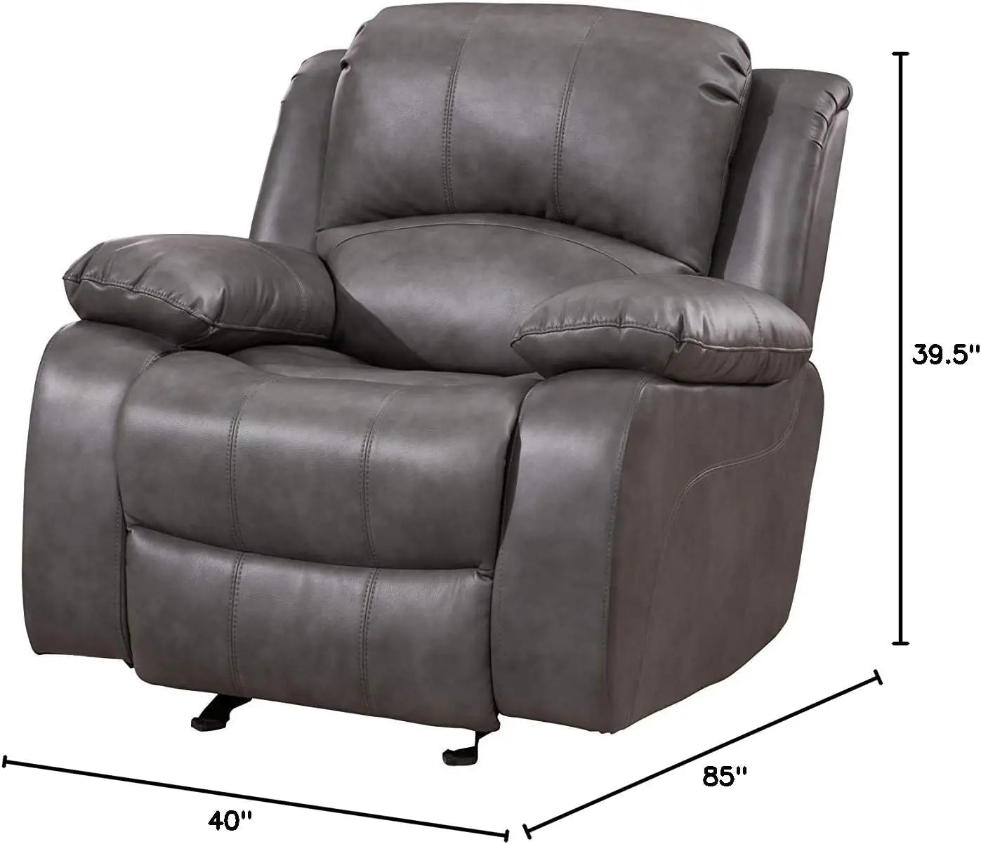 Three Piece Bonded Leather Reclining Sofa Chair Set Gray 8018 Glider Living Room - Joanie B 25