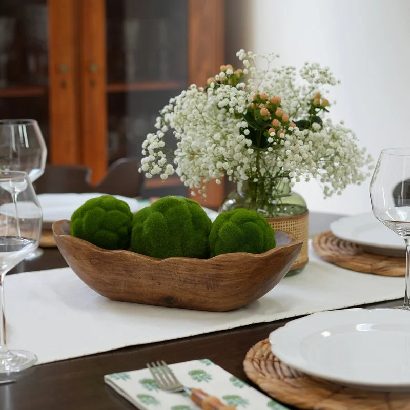 Indoor Decorative Dough Bowl Carved Wood Centerpiece Tabletop Decor Paulownia Wood Warm Aesthetic Home Accent Bowl Fillers