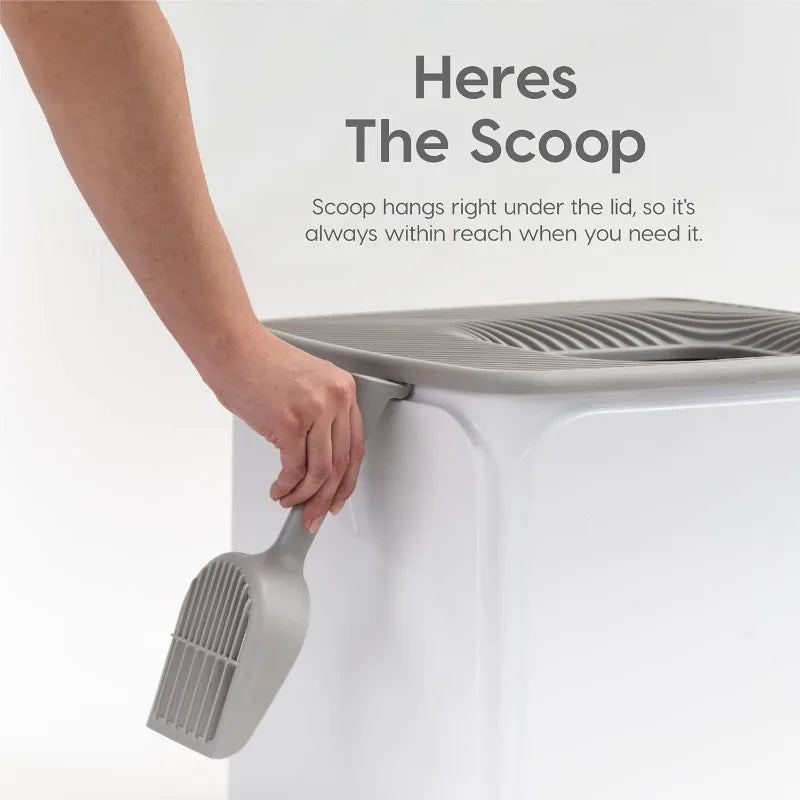 USA Premium Top Entry Cat Litter Box with Scoop Square Enclosure for Cats and Kittens - Joanie B 25