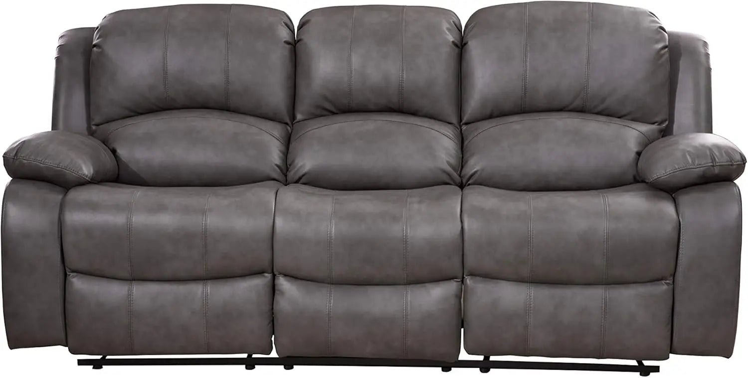Three Piece Bonded Leather Reclining Sofa Chair Set Gray 8018 Glider Living Room - Joanie B 25