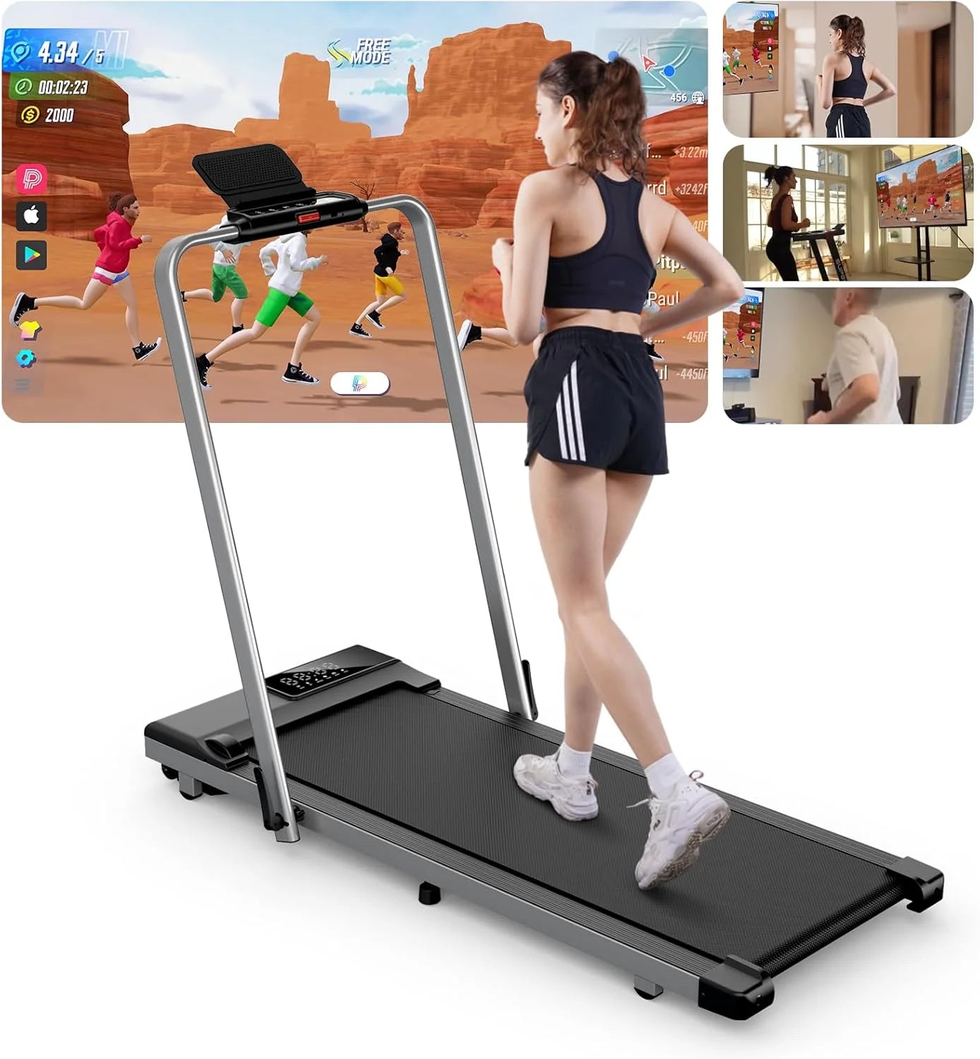 Home Foldable Treadmill Walking Pad Remote Control Handrail
