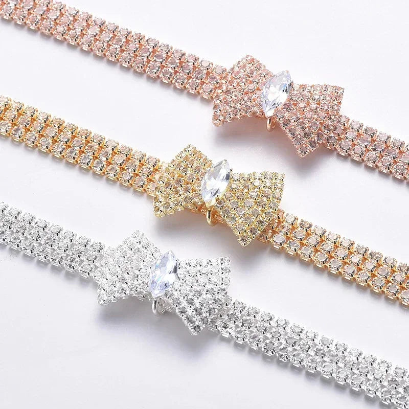 Adjustable Pet Necklace Diamond Zircon Bone Pendant Collar