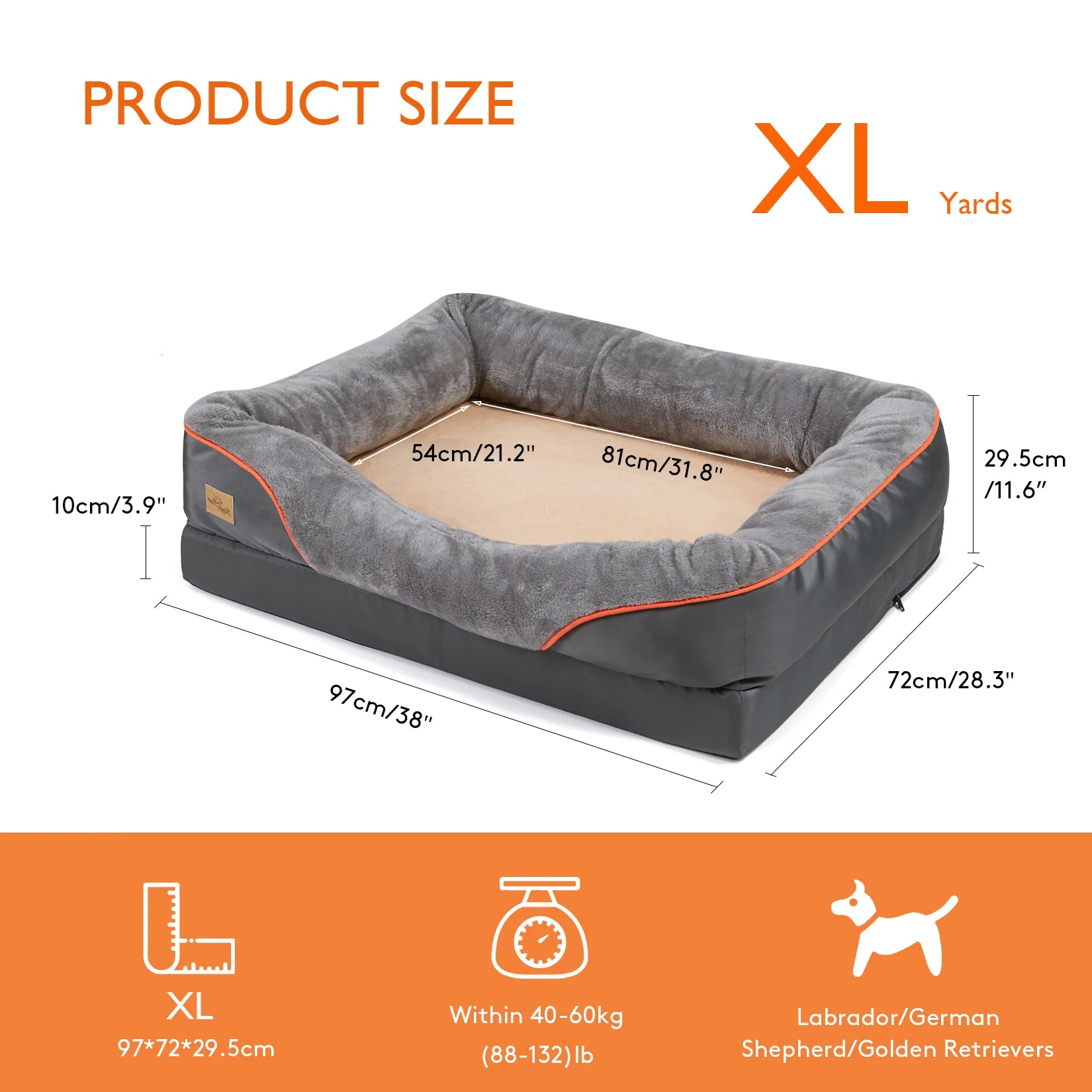 Large Dog Bed Soft Comfortable Anti Allergy Warm Fleece Removable Washable Cover Waterproof Pet Bed - Joanie B 25