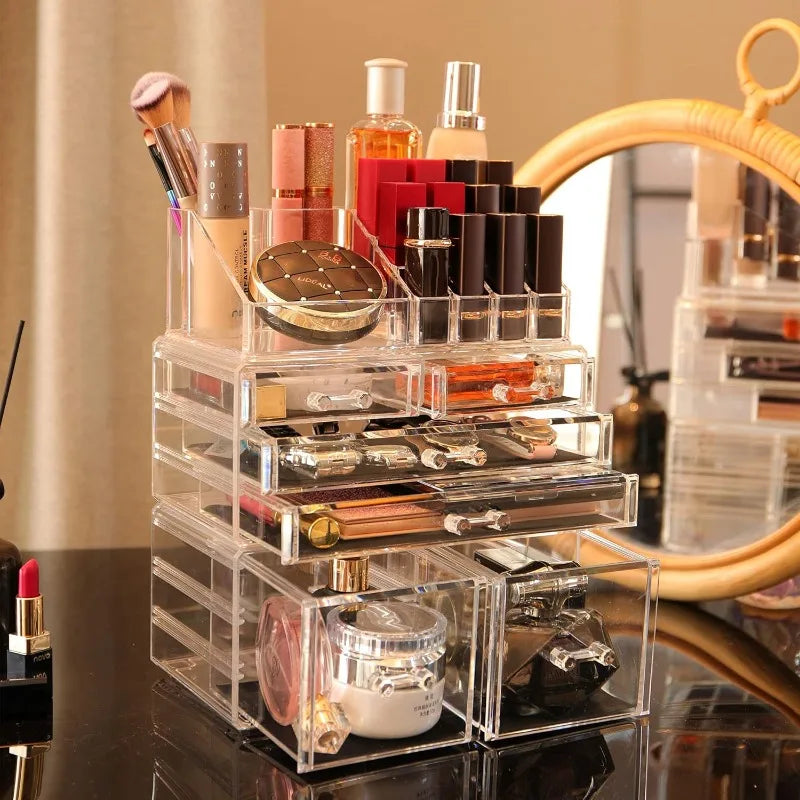 Clear Makeup Organizer for Vanity Stackable Desk Organizer Jewelry Hair Clip Storage - Joanie B 25