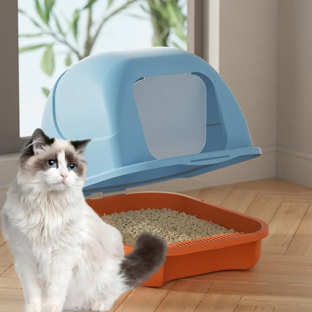 90 Degree Lift Cat Litter Box With Lid Enclosed Odor Control Scoop Kit - Joanie B 25