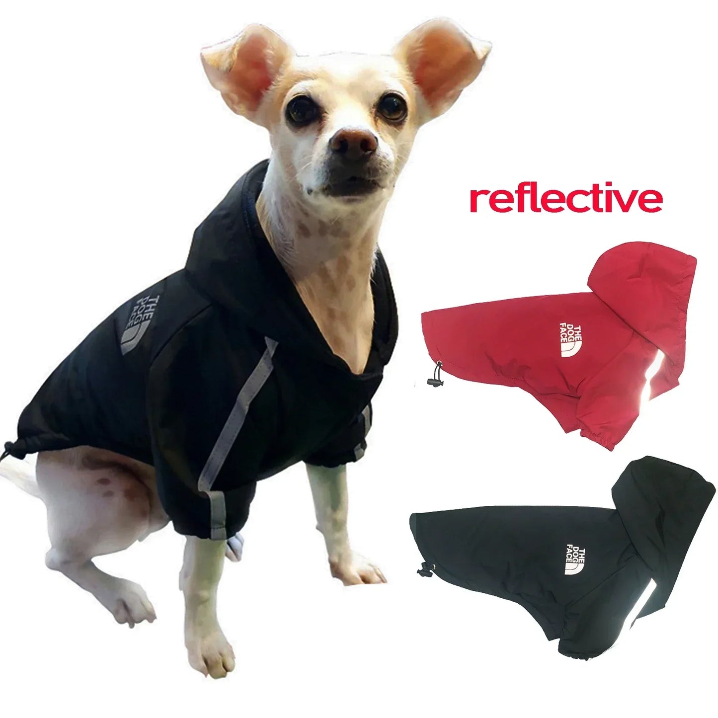 Reflective Pet Clothes Autumn Winter Pet Dog Waterproof Warm Coat Cotton Hooded Jacket The Dog Face Small Dog Clothes Roupa pet