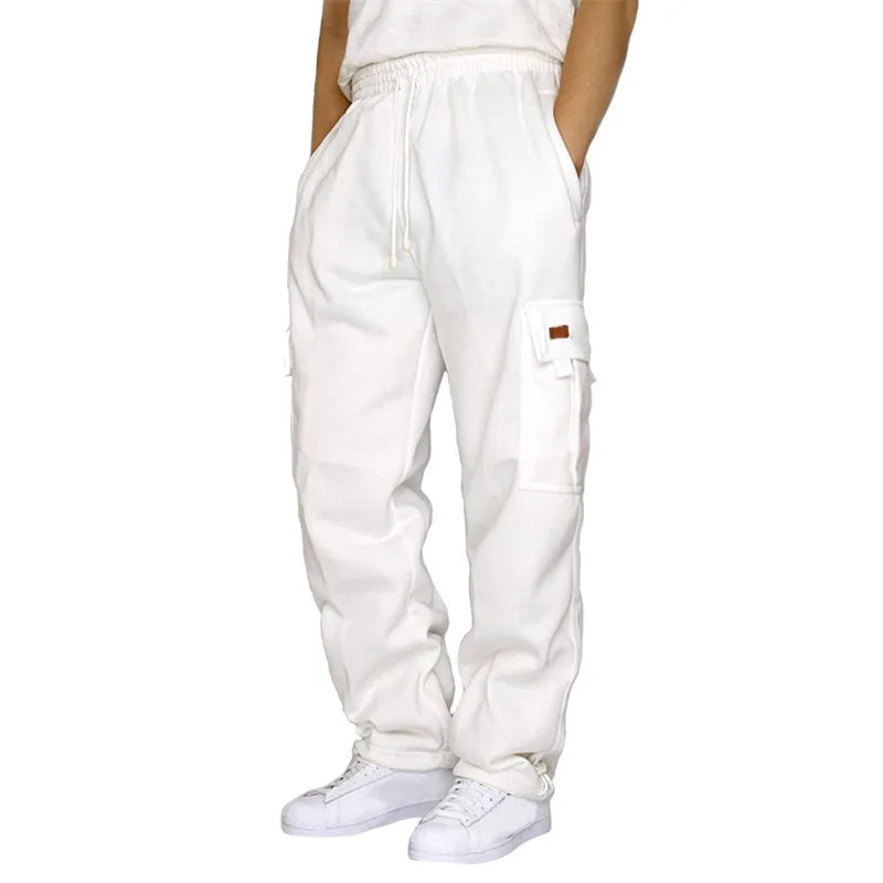 Men’s Loose Cargo Pants Casual Drawstring Elastic Waist Wide Leg Athletic Sweatpants Outdoor Trousers - Joanie B 25