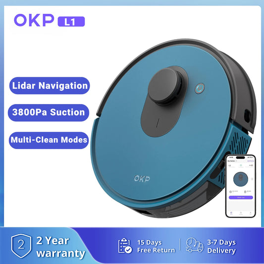 OKP Lidar Robot Vacuum Cleaner 3800Pa Power Suction LiDAR Navigation Self Charging for Pet Hair and Carpet - Joanie B 25